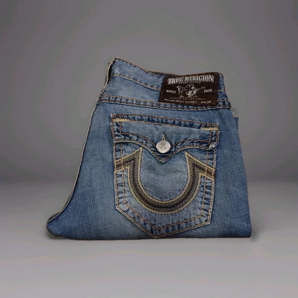 Vintage True Religion Ricky Super T Jeans Men's Size 38 x 34 Made in USA Thick